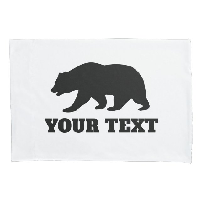 Personalized grizzly bear silhouette pillow case  (Front)