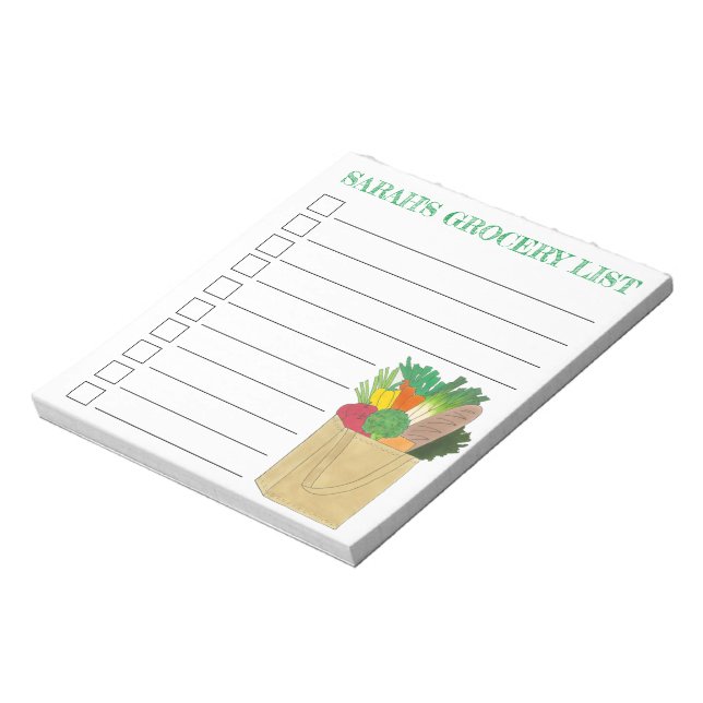 Personalized Grocery Food Shopping List Groceries Notepad (Rotated)