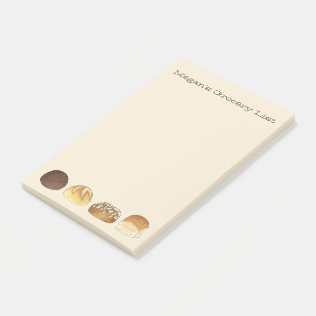 Personalized Grocery List Baker Dinner Rolls Post-it Notes (Angled)