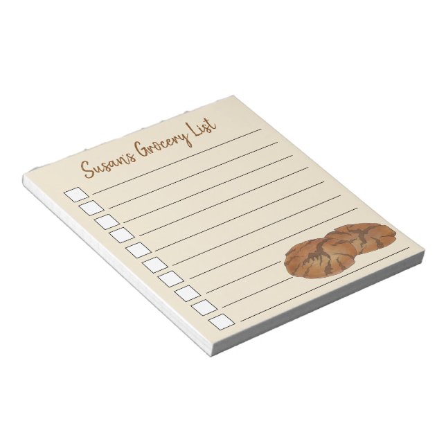 Personalized Grocery List Gingersnap Cookies Notepad (Angled)