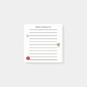 Personalized Grocery List with Vegetables & Apple  Post-it Notes