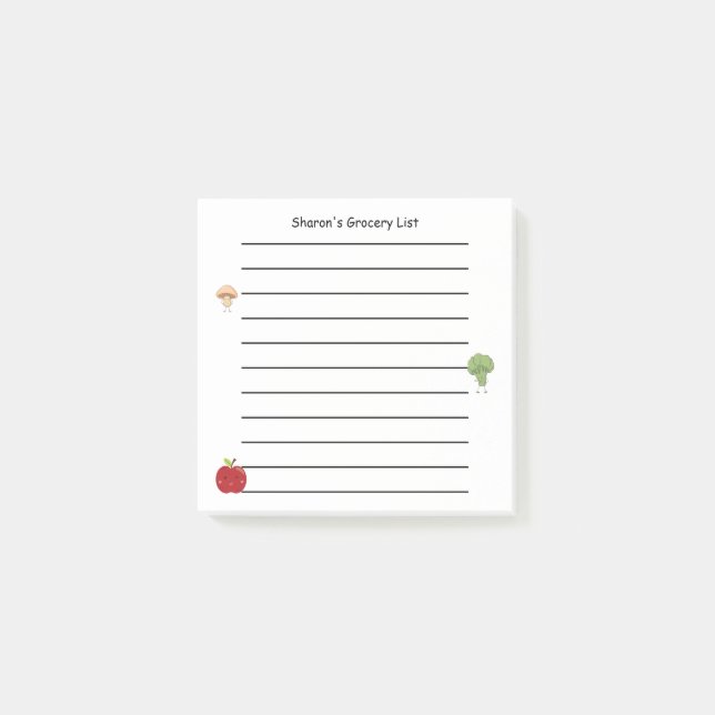 Personalized Grocery List with Vegetables & Apple  Post-it Notes (Front)