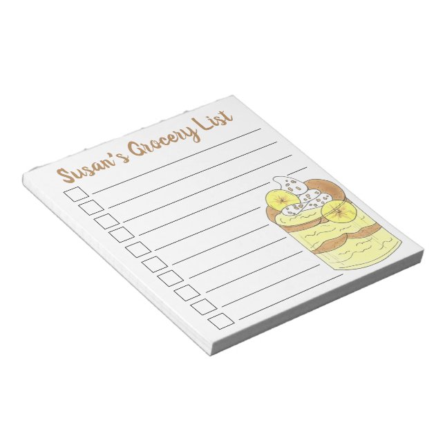Personalized Grocery Shopping List Banana Pudding Notepad (Angled)