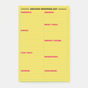 Personalized Grocery Shopping List Post-it Notes