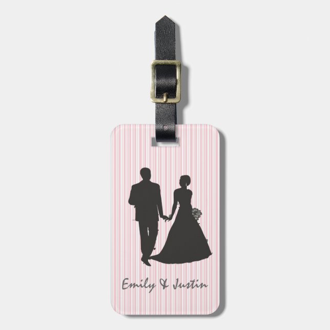 Personalized Groom and Bride Luggage Tag (Front Vertical)