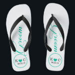 Personalized Groom (aqua) Flip Flops<br><div class="desc">Fun, custom wedding flip flops</div>