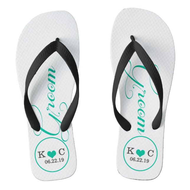 Personalized Groom (aqua) Flip Flops (Footbed)