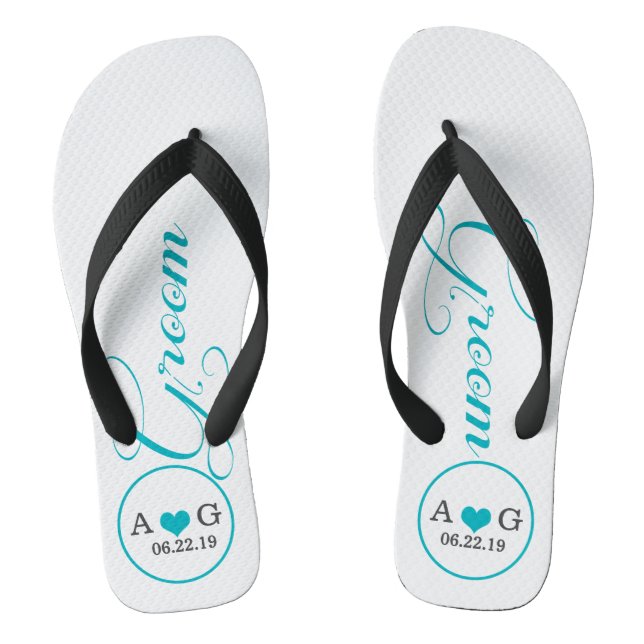 Personalized Groom (blue) Flip Flops (Footbed)