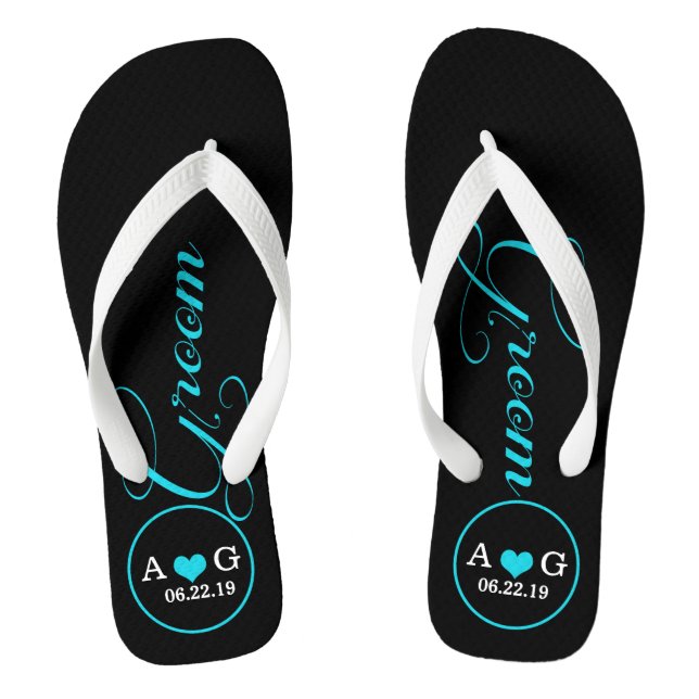 Personalized Groom (blue) Flip Flops (Footbed)