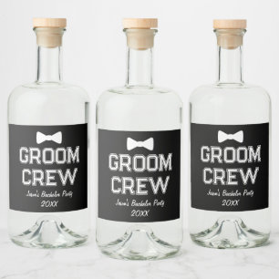 Personalized Groom Crew Bachelor Party Black Stag Liquor Bottle Label