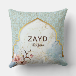 Personalized Groom Cushion Light Blue Watercolor