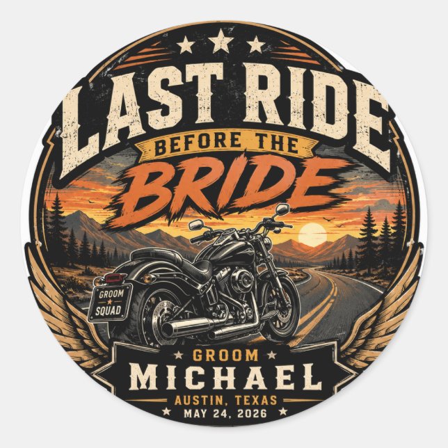Personalized Groom Motorcycle Sticker (Front)
