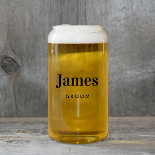 Personalized Groom Wedding Can Glass