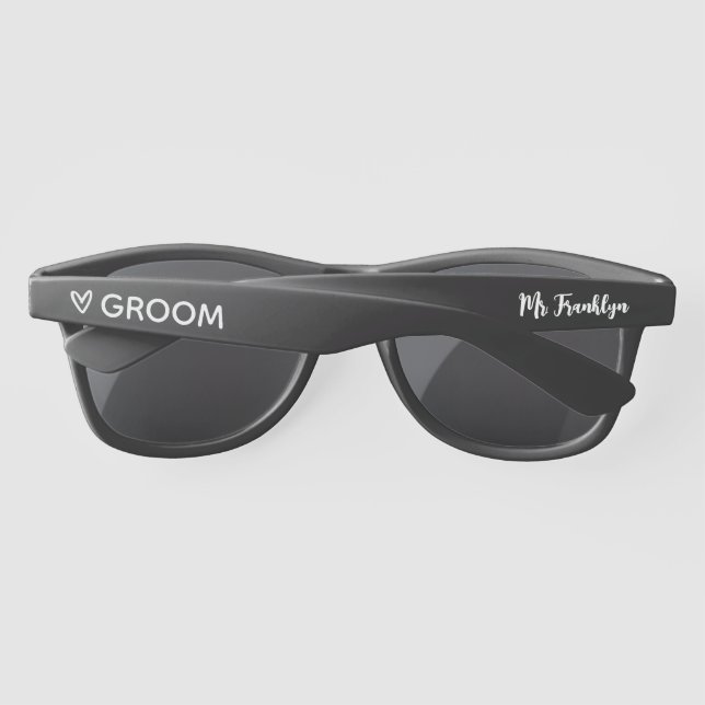 Personalized Groom Wedding Day Sunglasses (Back)