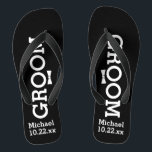 Personalized Groom Wedding - Pick Your Colour Flip Flops<br><div class="desc">Celebrate your wedding day celebration in comfort with these personalized flip flops. Customize with the groom's name and wedding date. The background is black, however you can change the colour by clicking on Customize It. Because of the white text you'll need to pick a dark colour background. They're great for...</div>