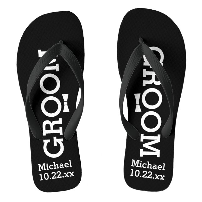 Personalized Groom Wedding - Pick Your Colour Flip Flops (Footbed)