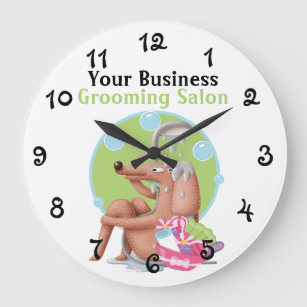 Personalized Grooming Salon Dog And Bubbles Large Clock