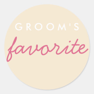 Personalized Groom's Favourite Blush Champagne Classic Round Sticker