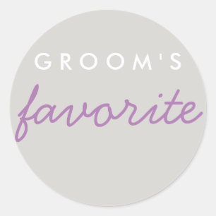 Personalized Groom's Favourite Lavender Purple Gre Classic Round Sticker