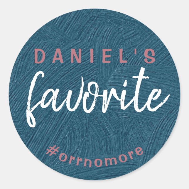Personalized Groom's Favourite Rose Gold Blue Favo Classic Round Sticker (Front)