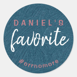 Personalized Groom's Favourite Rose Gold Blue Favo Classic Round Sticker