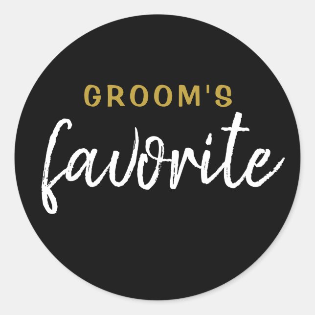 Personalized Groom's Favourite Sticker Black Gold (Front)