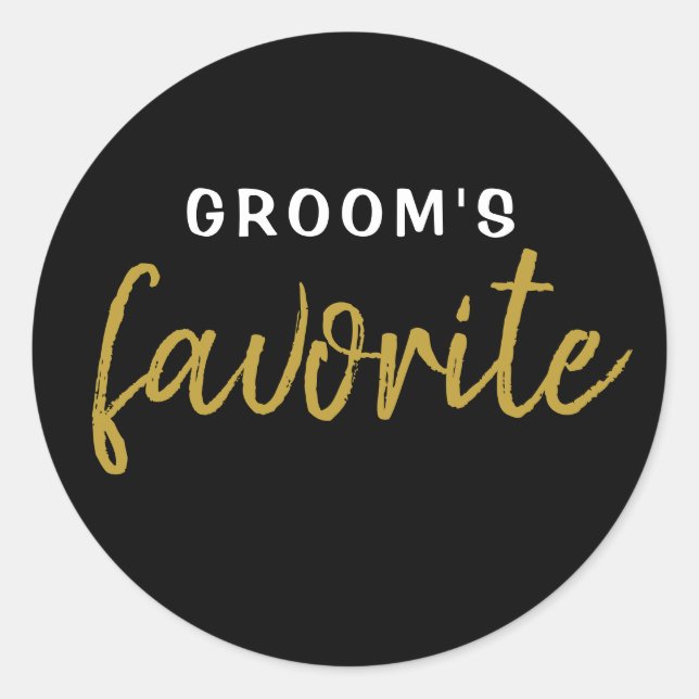 Personalized Groom's Favourite Sticker Black Gold (Front)