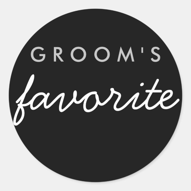 Personalized Groom's Favourite Sticker Black Silve (Front)