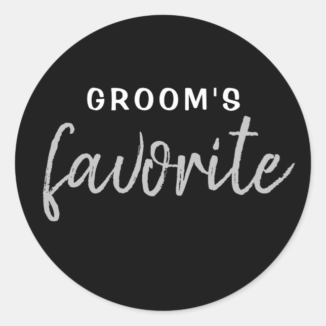 Personalized Groom's Favourite Sticker Black Silve (Front)