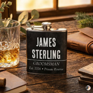 Personalized Groomsman Black Chalkboard Custom Nam Hip Flask