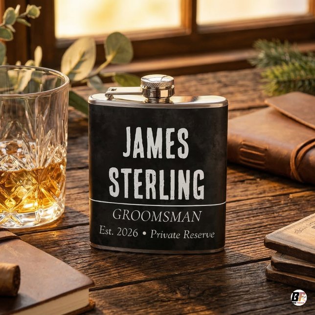 Personalized Groomsman Black Chalkboard Custom Nam Hip Flask (Creator Uploaded)