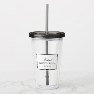 Personalized Groomsman Bowtie Wedding Party Gift Acrylic Tumbler