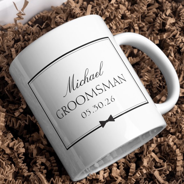 Personalized Groomsman Bowtie Wedding Party Gift Mug (Creator Uploaded)