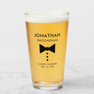 Personalized Groomsman Gift Modern Tuxedo Wedding Glass