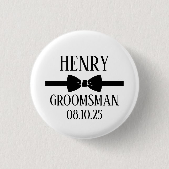 Personalized Groomsman Gift, Wedding 1 Inch Round Button (Front)