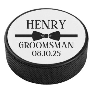 Personalized Groomsman Gift, Wedding Hockey Puck