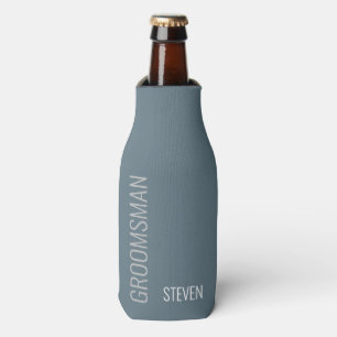 Personalized Groomsman Modern Dusty Blue Custom Bottle Cooler