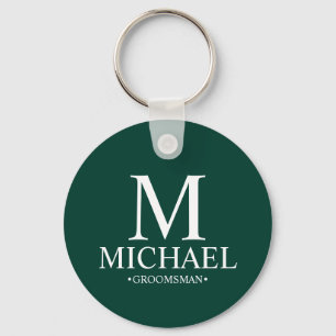Personalized Groomsman Name and Monogram Keychain