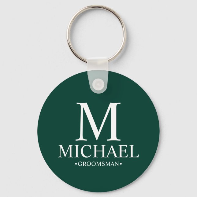 Personalized Groomsman Name and Monogram Keychain (Front)