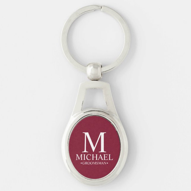 Personalized Groomsman Name and Monogram Keychain (Front)