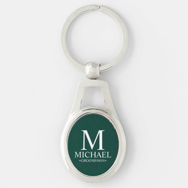 Personalized Groomsman Name and Monogram Keychain (Front)