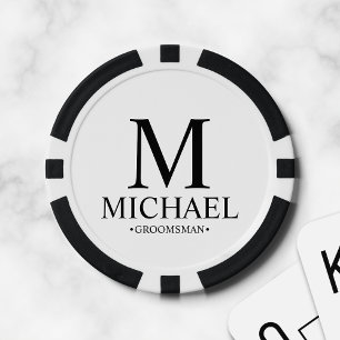 Personalized Groomsman Name and Monogram Poker Chips