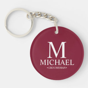 Personalized Groomsman Name&Monogram Keychain