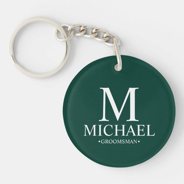 Personalized Groomsman Name&Monogram Keychain (Front)