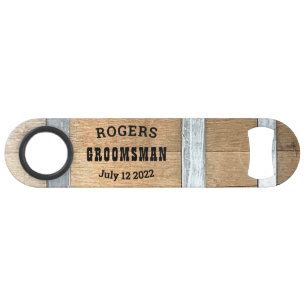 Personalized Groomsman Whiskey Barrel Bar Key