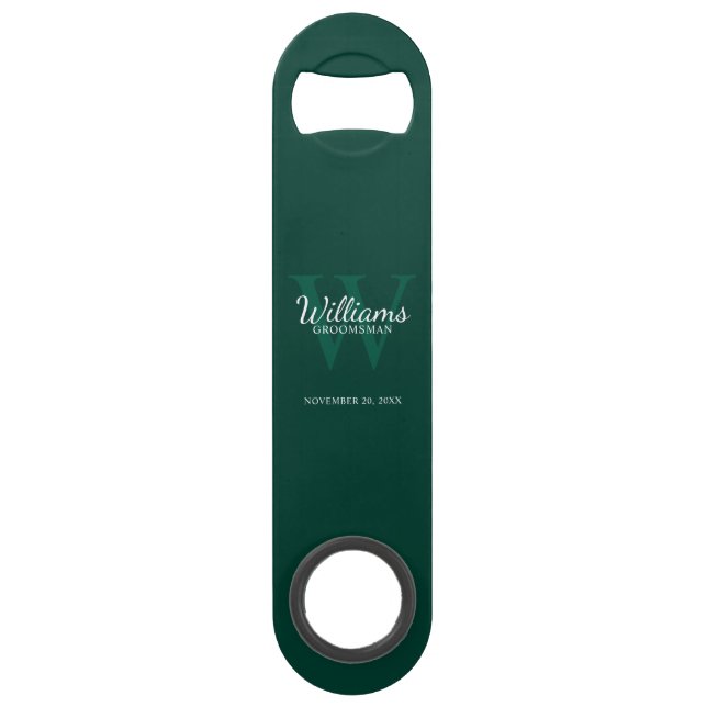 Personalized Groomsman's Monogram and Name Bar Key (Front)