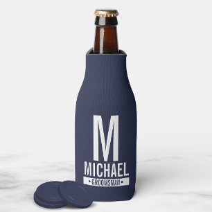 Personalized Groomsman's Monogram and Name Bottle Cooler