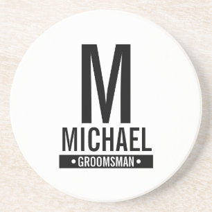Personalized Groomsman's Monogram and Name Coaster