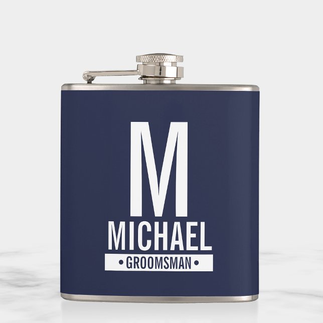 Personalized Groomsman's Monogram and Name Flask (Creator Uploaded)