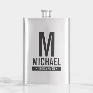 Personalized Groomsman's Monogram and Name Hip Flask